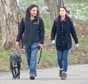 couple with dog